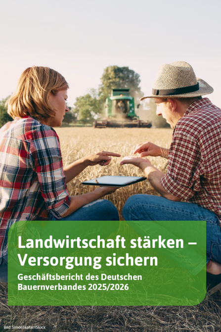 Werbebanner mit Titelbild des DBV-Geschäftsberichtes 2025/2026